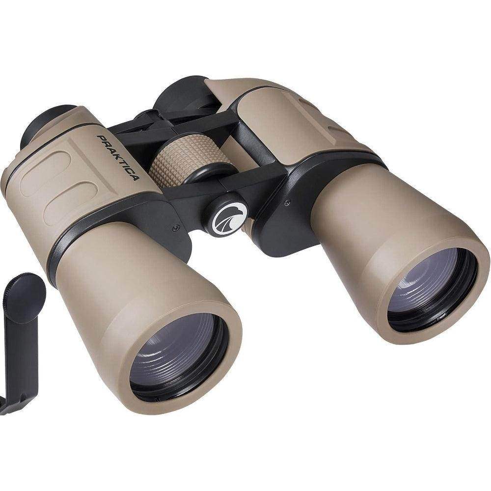 PRAKTICA Falcon 12x50mm Porro Prism Field Binoculars - Sand - Binoculars + Tripod Mount - Hipeon