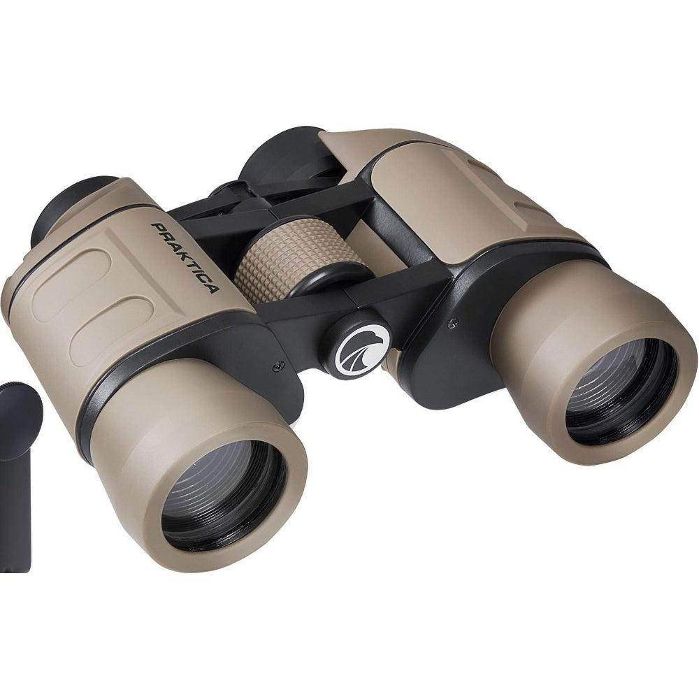 PRAKTICA Falcon 8x40mm Wide Angle Porro Prism Field Binoculars - Sand - Binoculars + Tripod Mount - Hipeon
