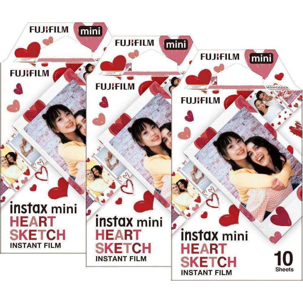 Fujifilm Instax Mini Instant Photo Film - Heart Sketch - Pack of 30 - Hipeon