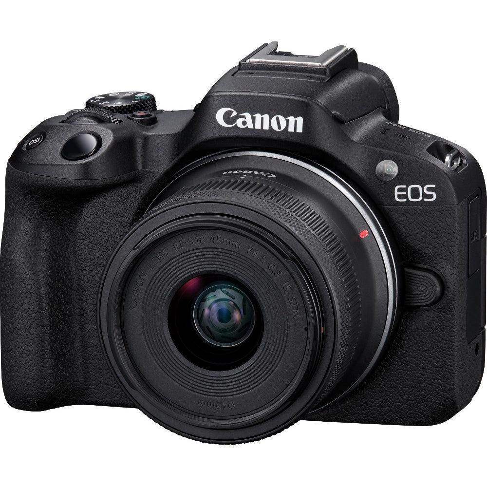 Canon EOS R50 APS-C Mirrorless Camera inc RF-S 18-45mm Lens - Black - Hipeon