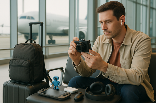 Magazine feature image for Travel Electronics Takeoff, highlighting travel electronics in a product-led editorial style.