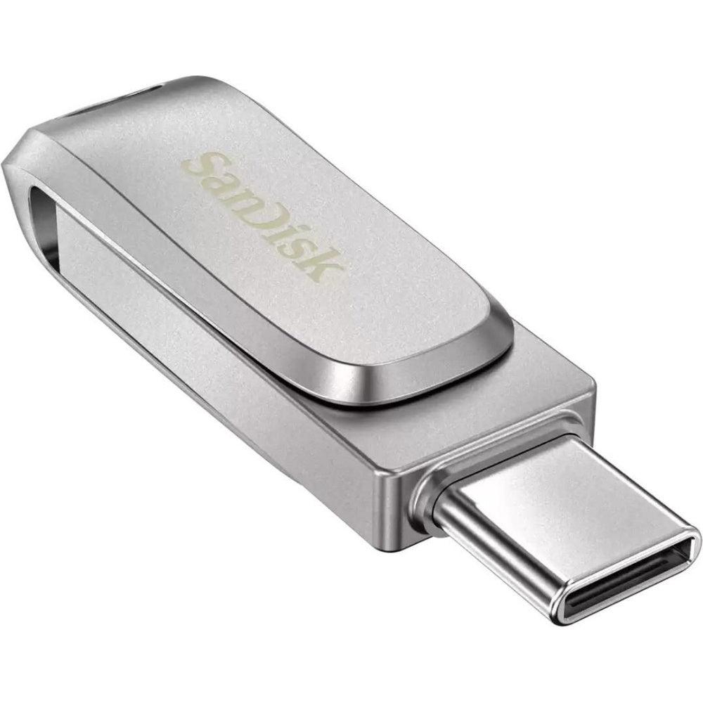 SanDisk 64GB Ultra Dual Drive Luxe USB-A / USB-C 3.2 Flash Drive - Steel