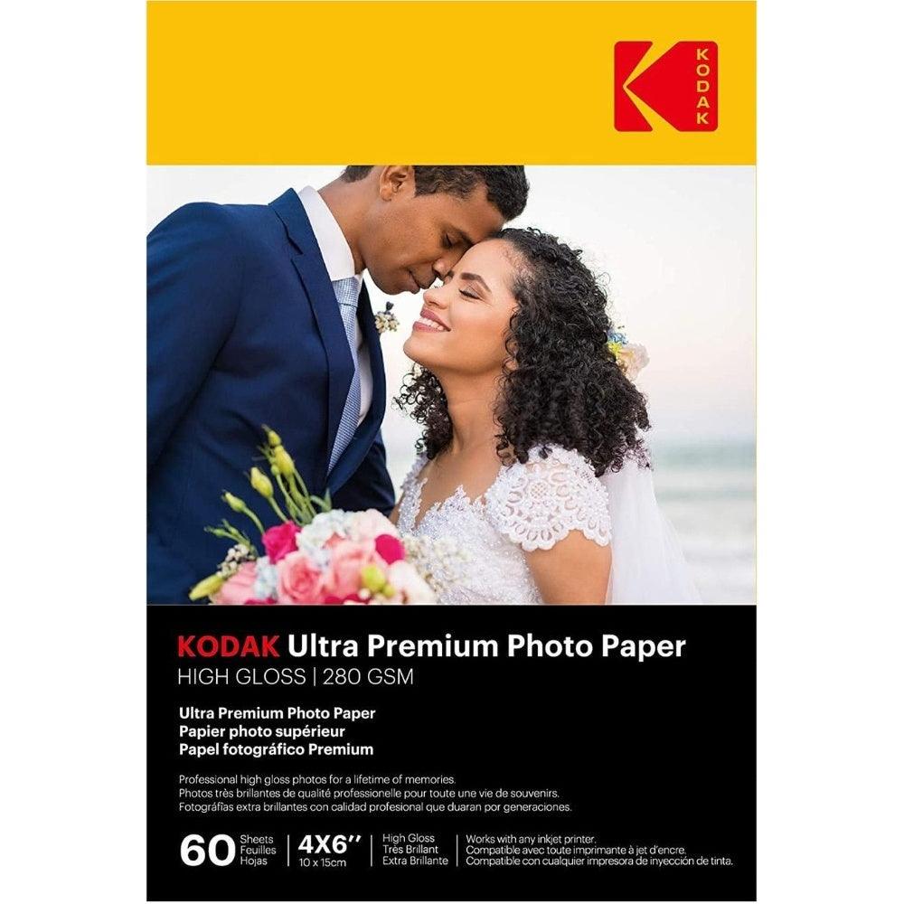 Kodak 280g 6x4 10x15mm High Gloss Ultra Premium Photo Paper - 60 Sheets