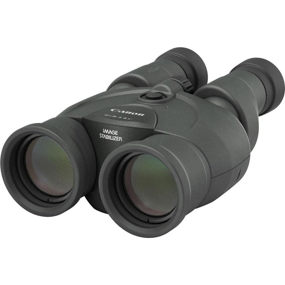 Canon IS III Image Stabilising 12 x 36 mm Binoculars with Eye Cap Neck Strap & Case - Black