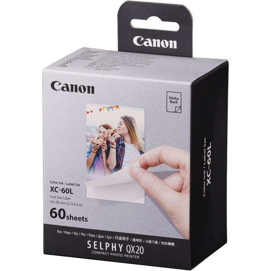 Canon XC-60L 54 x 85mm Card Size Photo Paper for QX20 Printer - 60 Shots