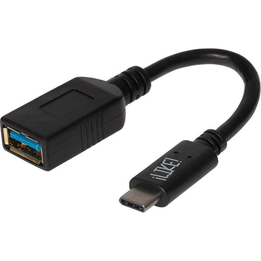 Maplin USB-C to USB-A 3.1 Gen 1 Female Adapter - Black, 14cm