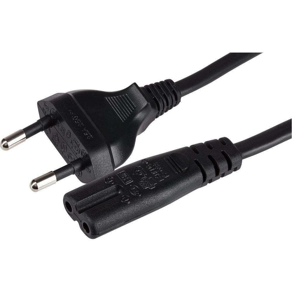 Maplin Power Lead IEC C7 Fig 8 2pin plug to Euro 2 pin Plug 2m (Not fused)