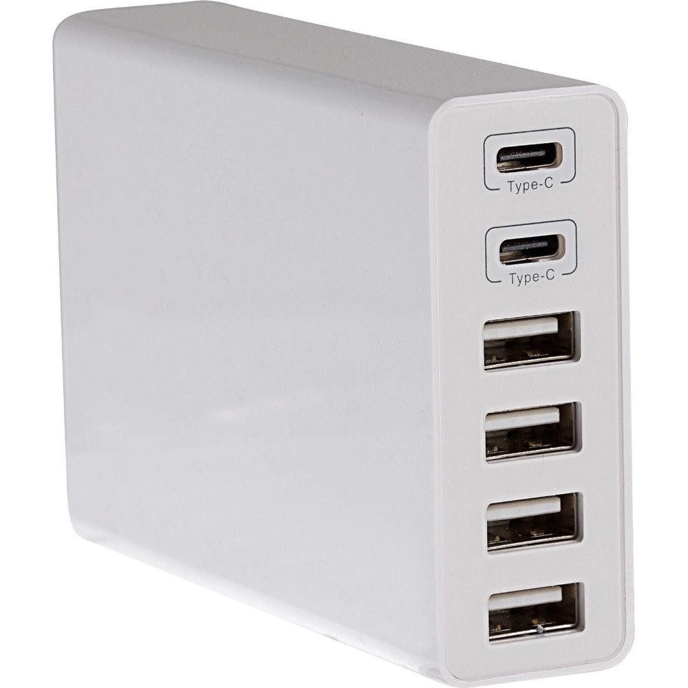 Maplin 6 Port USB Charging Station 4x USB-A / 2x USB-C 65W High Speed Charging with 1m Cable