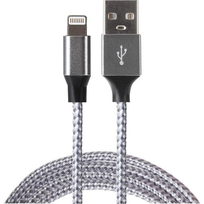 Maplin Lightning Connector to USB-A Braided Cable 1m Silver