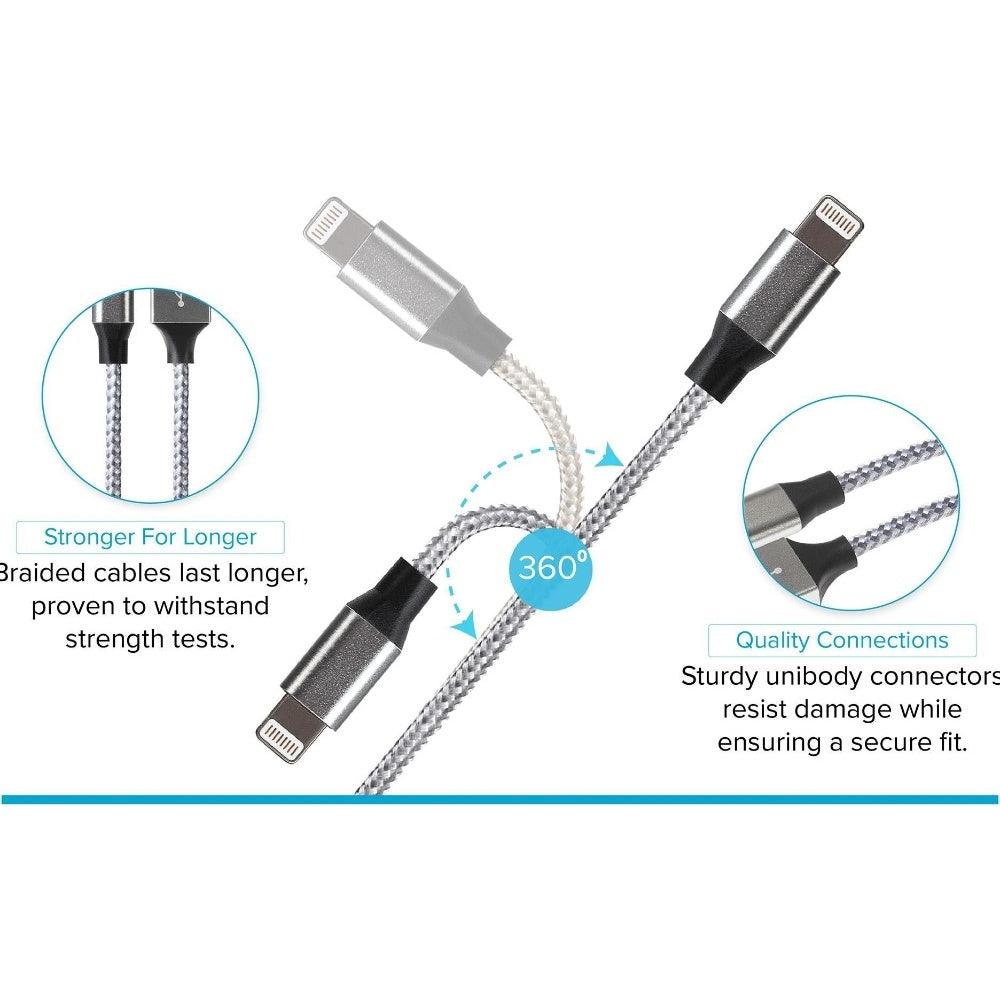 Maplin Lightning Connector to USB-A Braided Cable 1m Silver