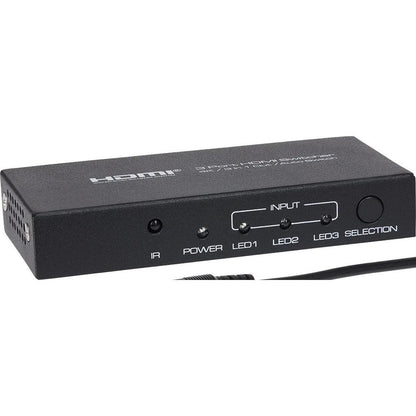 Maplin HDMI Switch 3 Ports In 1 Port Out Ultra HD 4K@30Hz with Remote Control