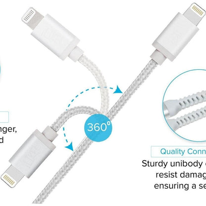 Maplin Lightning Connector to USB-C Cable Braided 20W High Speed 2m Silver