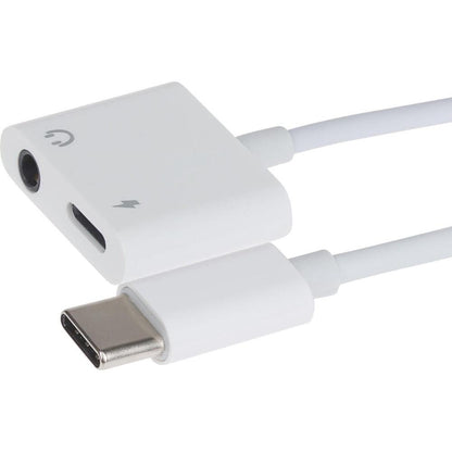 Nikkai USB-C to 3.5mm Headphone Jack / USB-C PD Charging Port Adapter - White 10cm