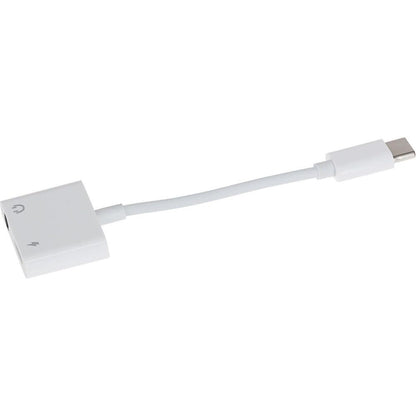 Nikkai USB-C to 3.5mm Headphone Jack / USB-C PD Charging Port Adapter - White 10cm