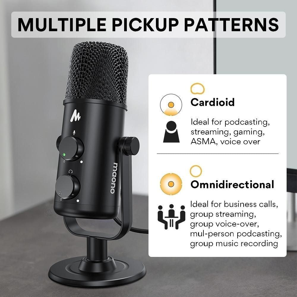 Maono USB-C Desktop Condenser Cardioid Omnidirectional Microphone with Headphone Jack - Electronics > Audio > Audio