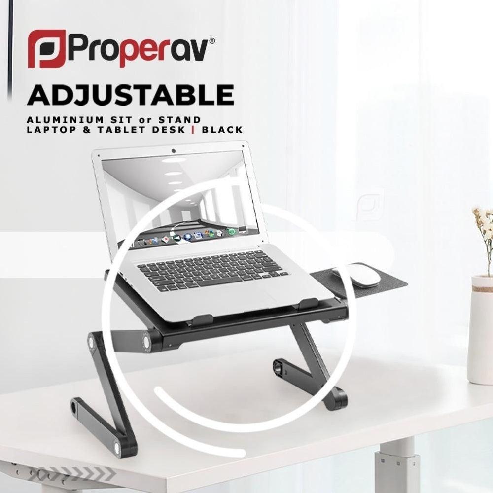 ProperAV Laptop Stand for Bed Sofa Desk with Adjustable Extendable Legs and Mouse Pad