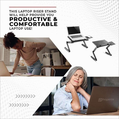 ProperAV Laptop Stand for Bed Sofa Desk with Adjustable Extendable Legs and Mouse Pad