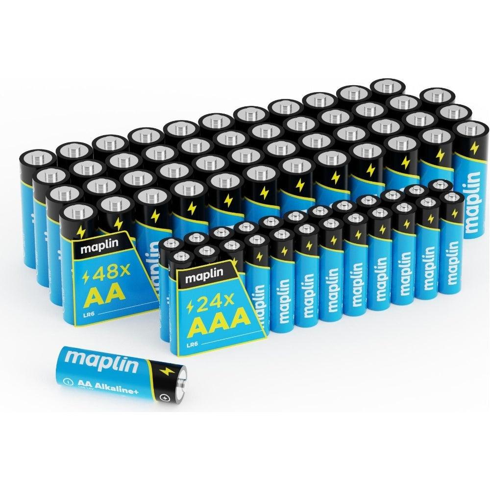 Maplin 48x AA LR6 /24x AAA LR03 7 Years Shelf Life 1.5V High Performance Alkaline Batteries