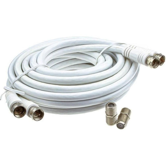 Maplin Twin F Type Male to Twin F Type Female Connector TV Satellite Aerial Extension Cable 3m White