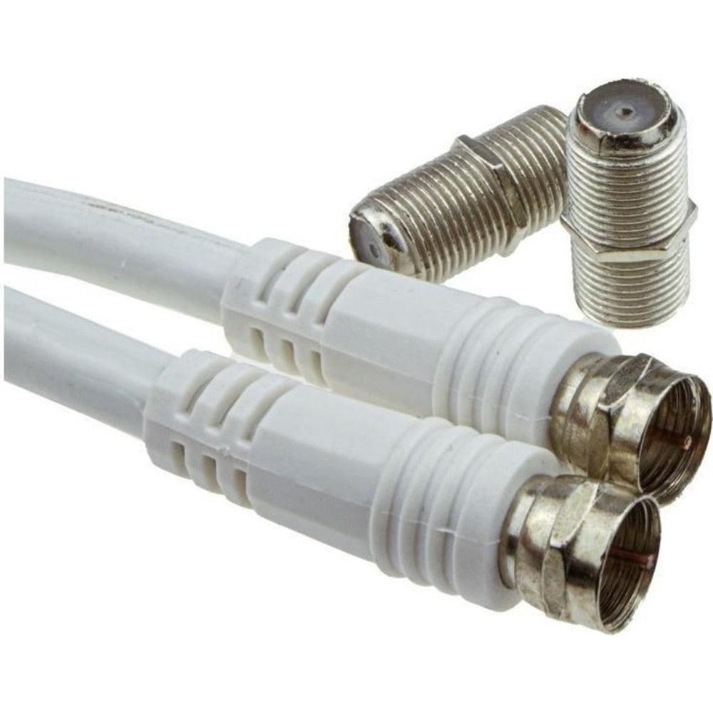 Maplin Twin F Type Male to Twin F Type Female Connector TV Satellite Aerial Extension Cable 3m White