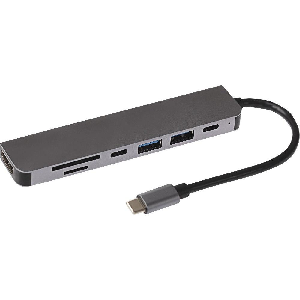 Nikkai USB-C Multiport Hub to 2x USB-A 3.0 / HDMI / 2x USB-C / SD & MicroSD Card Reader