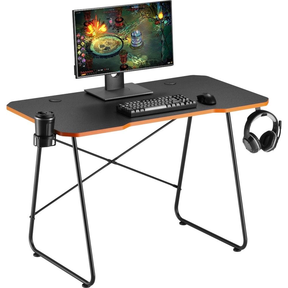 Maplin Gaming Desk with Cup Holder and Headphone Holder Black/Orange