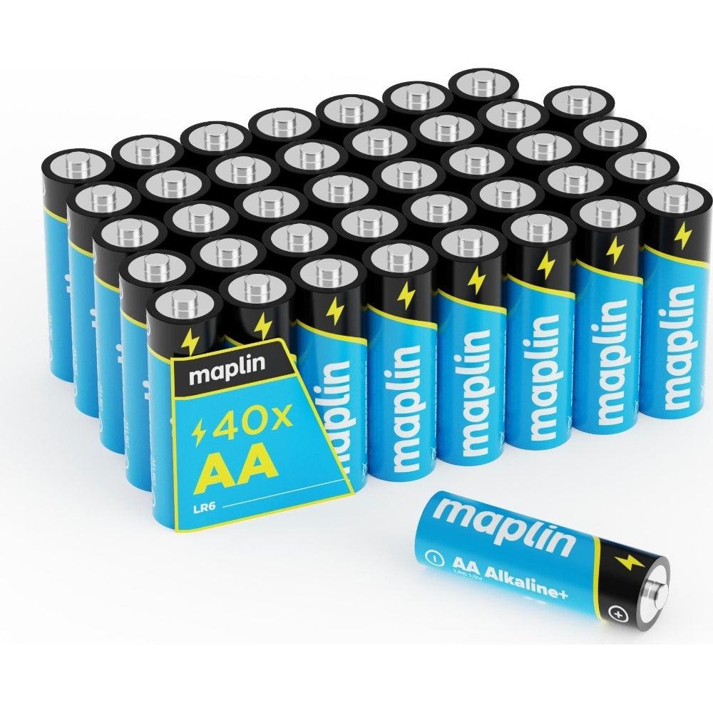 Maplin AA LR6 1.5V Alkaline Batteries 7 Year Shelf Life High Performance - Pack of 40