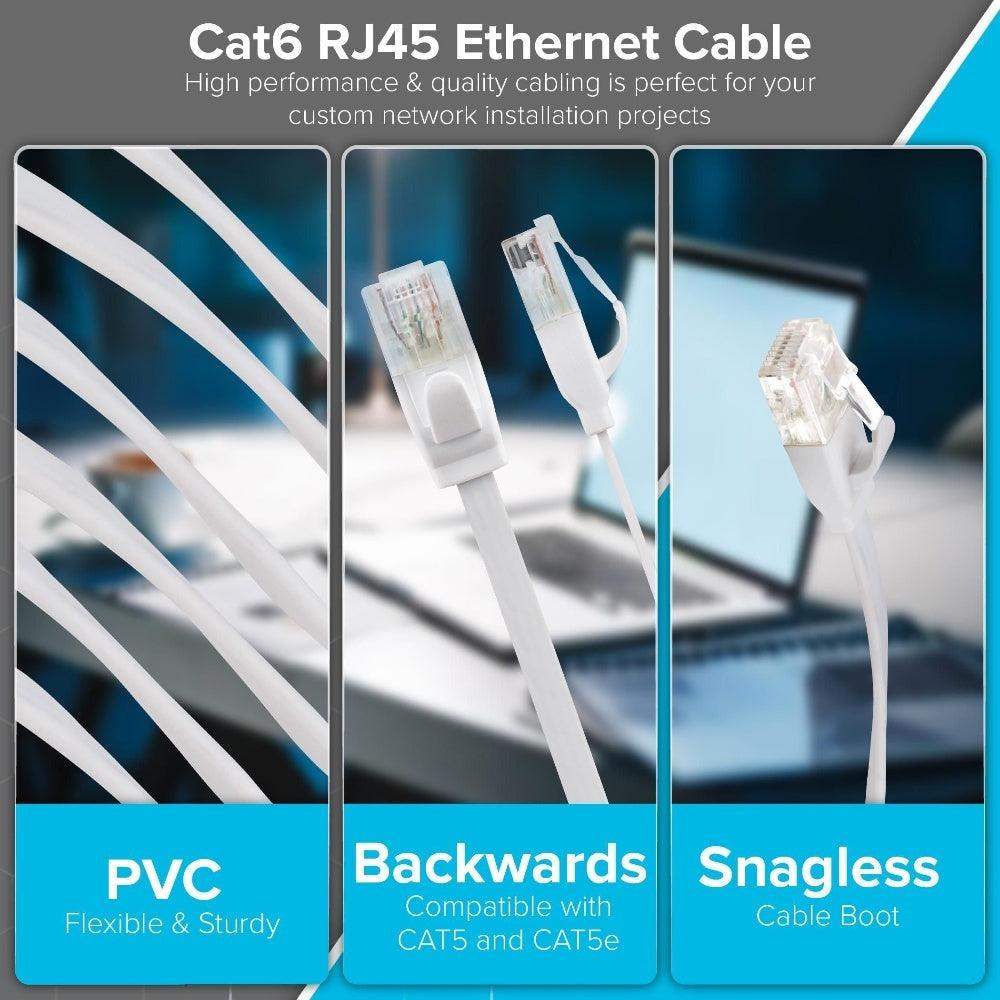 Maplin CAT6 RJ45 Plug Flat UTP Ethernet Network Cable - White - 5m