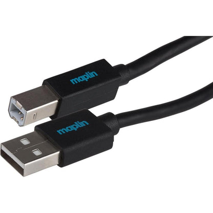 Maplin USB-A to USB-B Cable - Black - 0.5m