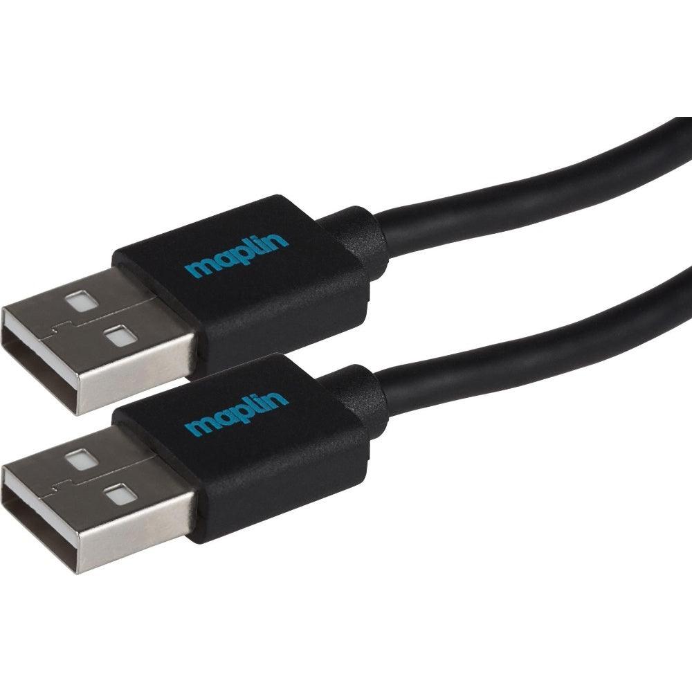 Maplin USB-A Male 2.0 to USB-A Male 2.0 Cable - Black - 1m