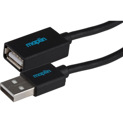 Maplin USB-A Male to USB-A Female Extension Cable - Black - 0.5m