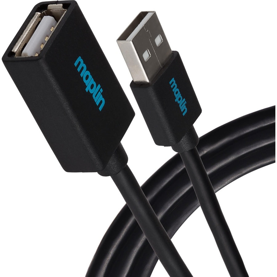Maplin USB-A Male to USB-A Female Extension Cable - Black - 3m