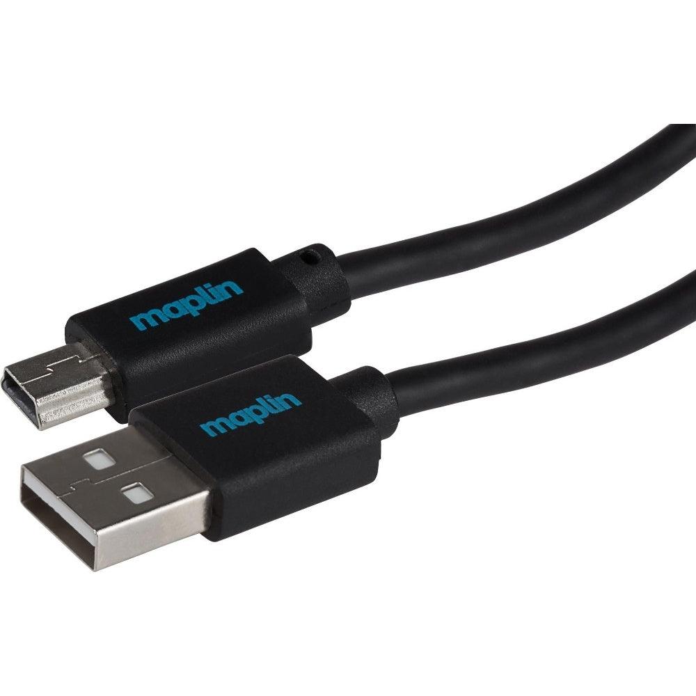 Maplin USB-A to Mini USB-B Cable - Black - 0.75m