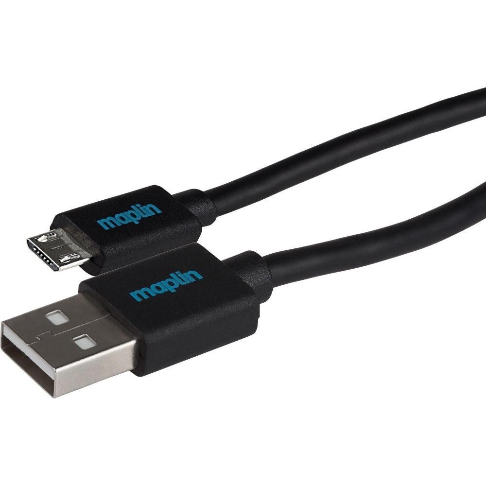 Maplin USB-A 2.0 to Micro USB-B Male Cable - Black - 0.75m