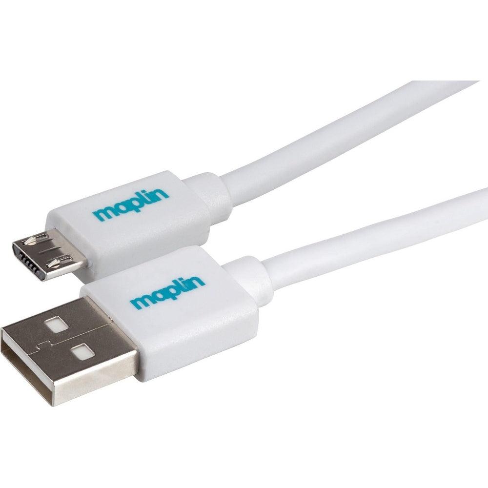 Maplin USB-A to Micro USB-B Cable - White - 0.25m