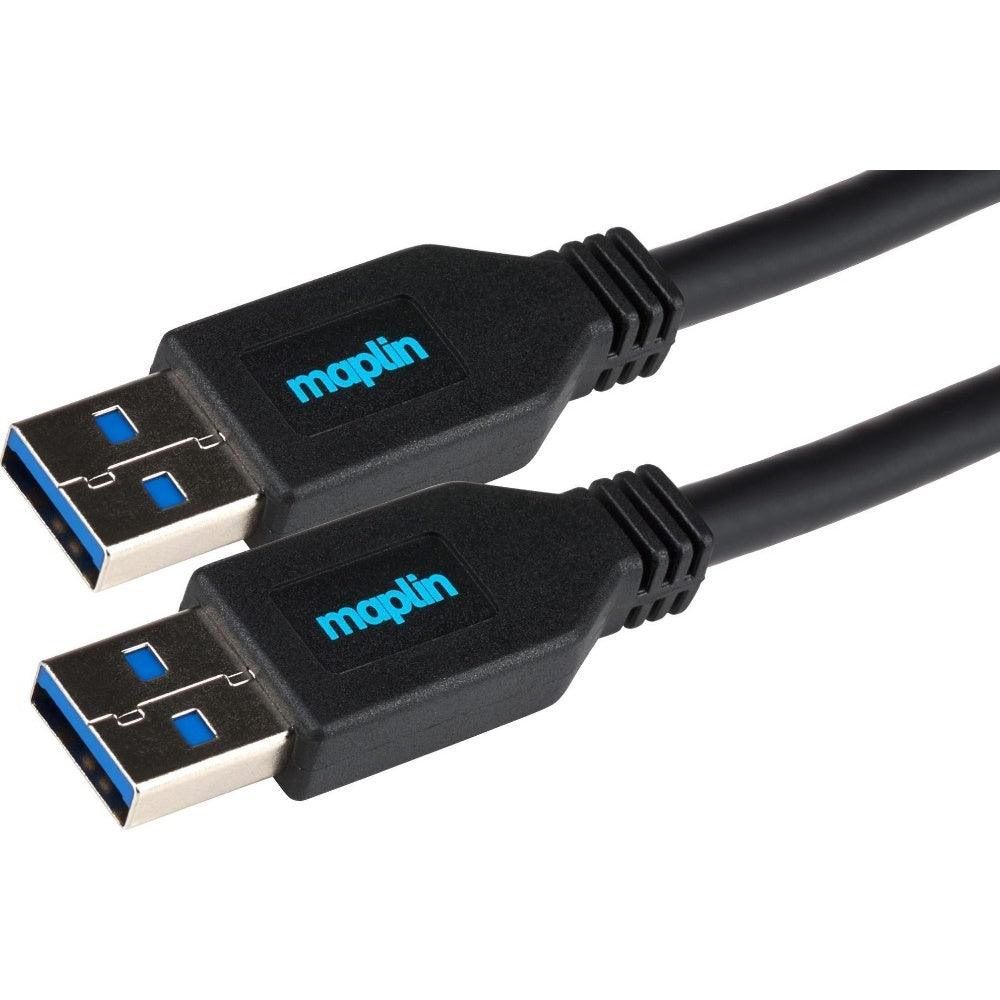 Maplin USB-A Male to USB-A Male Cable 5Gbps Super Speed 3m Black