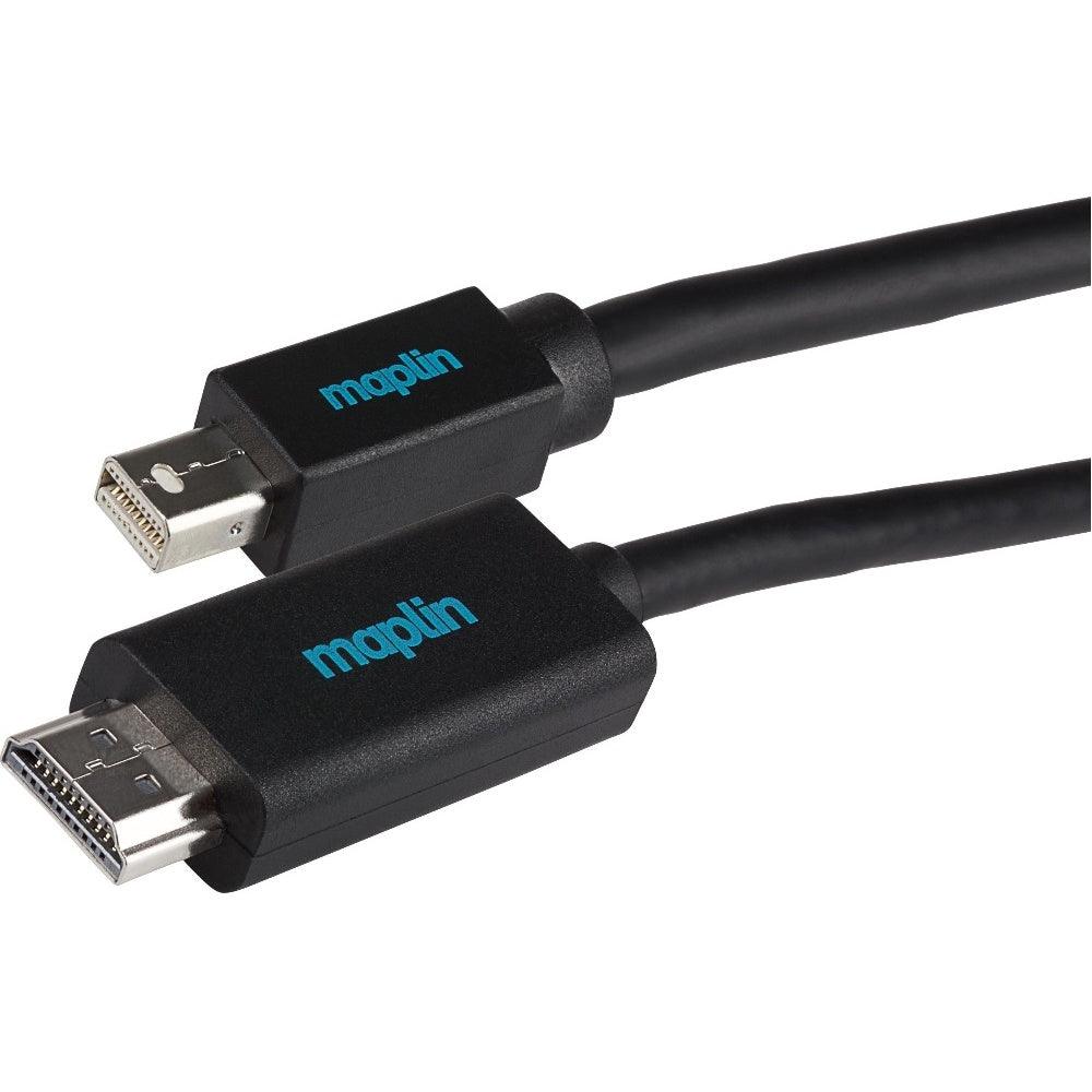 Maplin Mini DisplayPort to HDMI Cable 3m Black - Black