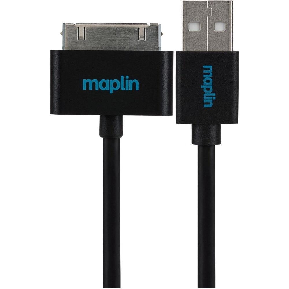 Maplin 30 Pin Samsung Connector to USB-A Cable 1.5m Black