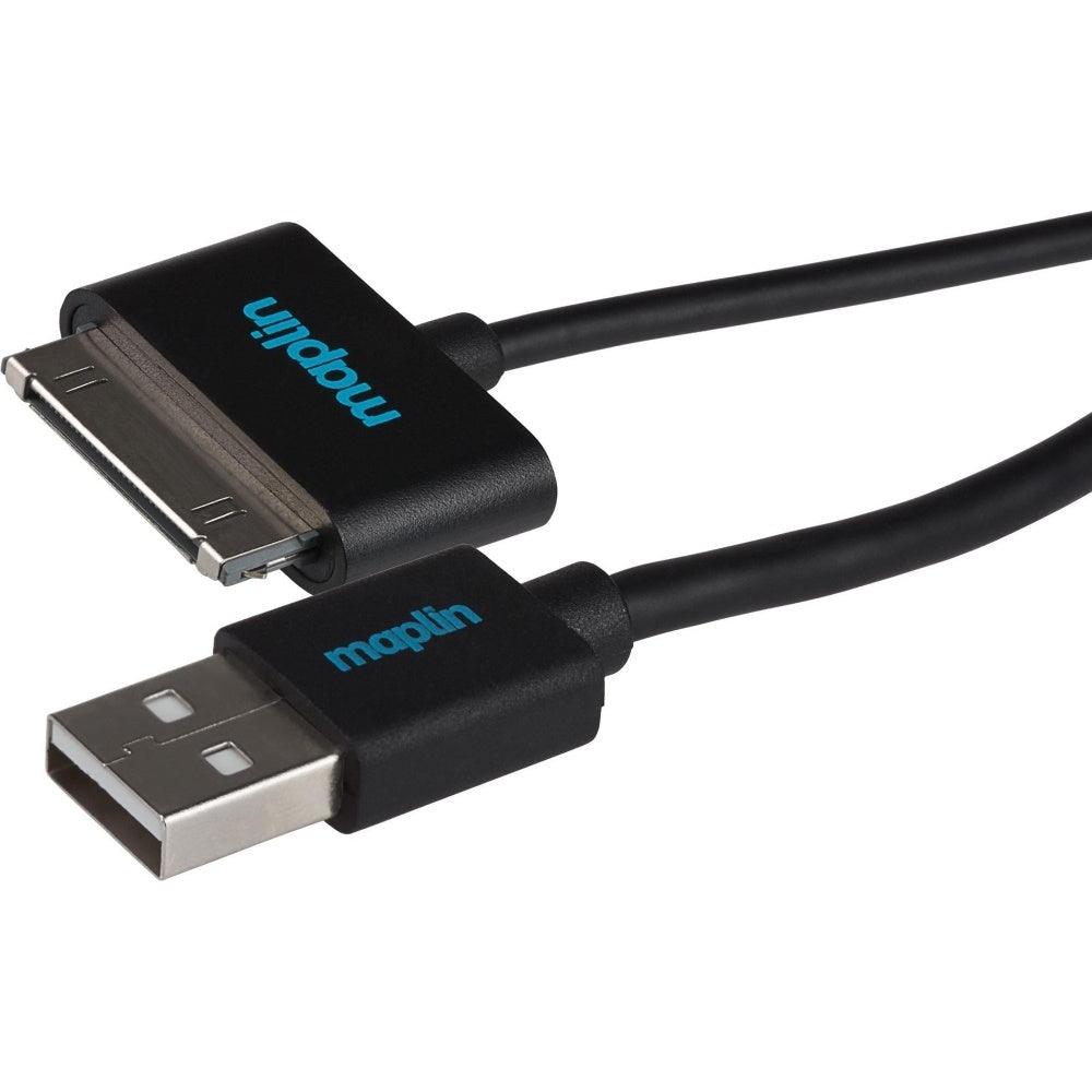 Maplin 30 Pin Samsung Connector to USB-A Cable 1.5m Black