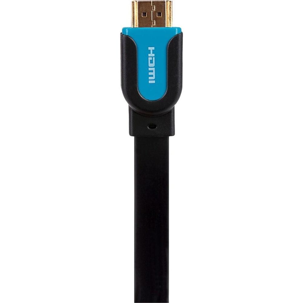 Maplin Flat HDMI to HDMI 4K Ultra HD Cable with Gold Connectors - Black 3m