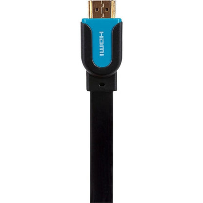 Maplin Flat HDMI to HDMI 4K Ultra HD Cable with Gold Connectors - Black, 3m