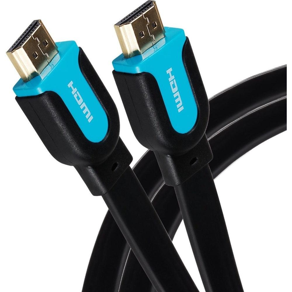 Maplin Flat HDMI to HDMI 4K Ultra HD Cable with Gold Connectors - Black 3m