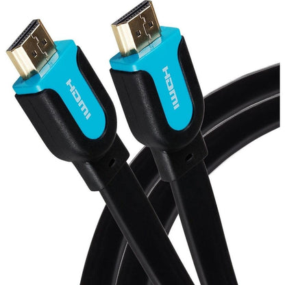 Maplin Flat HDMI to HDMI 4K Ultra HD Cable with Gold Connectors - Black, 3m