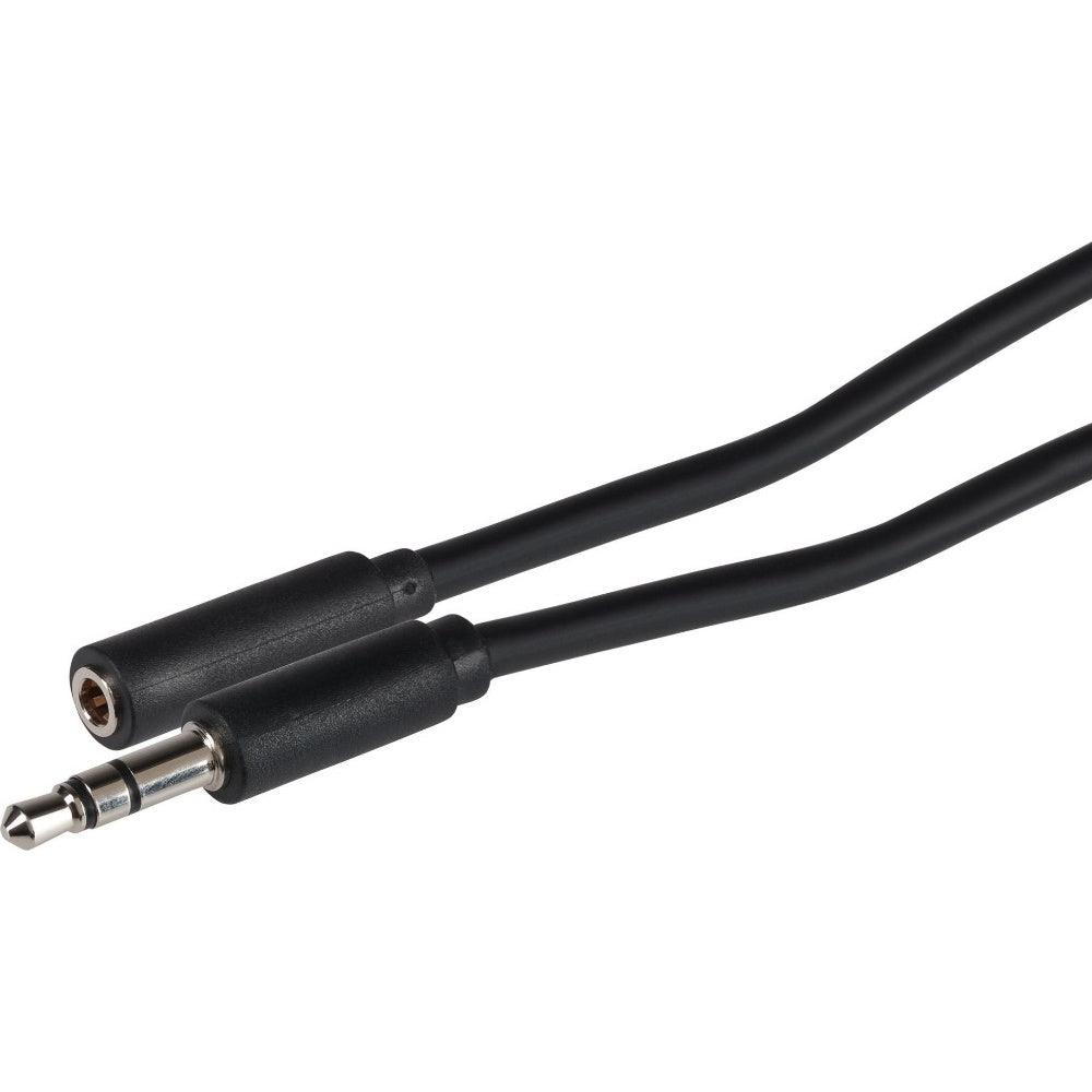 Maplin 3.5mm Aux Stereo 3 Pole TRS Jack Plug to 3.5mm Female Jack Plug Extension Cable - Black - 5m