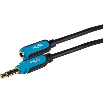 Maplin 3.5mm Aux Stereo 4 Pole TRRS Jack Plug to 3.5mm Female Jack Extension Cable 3m