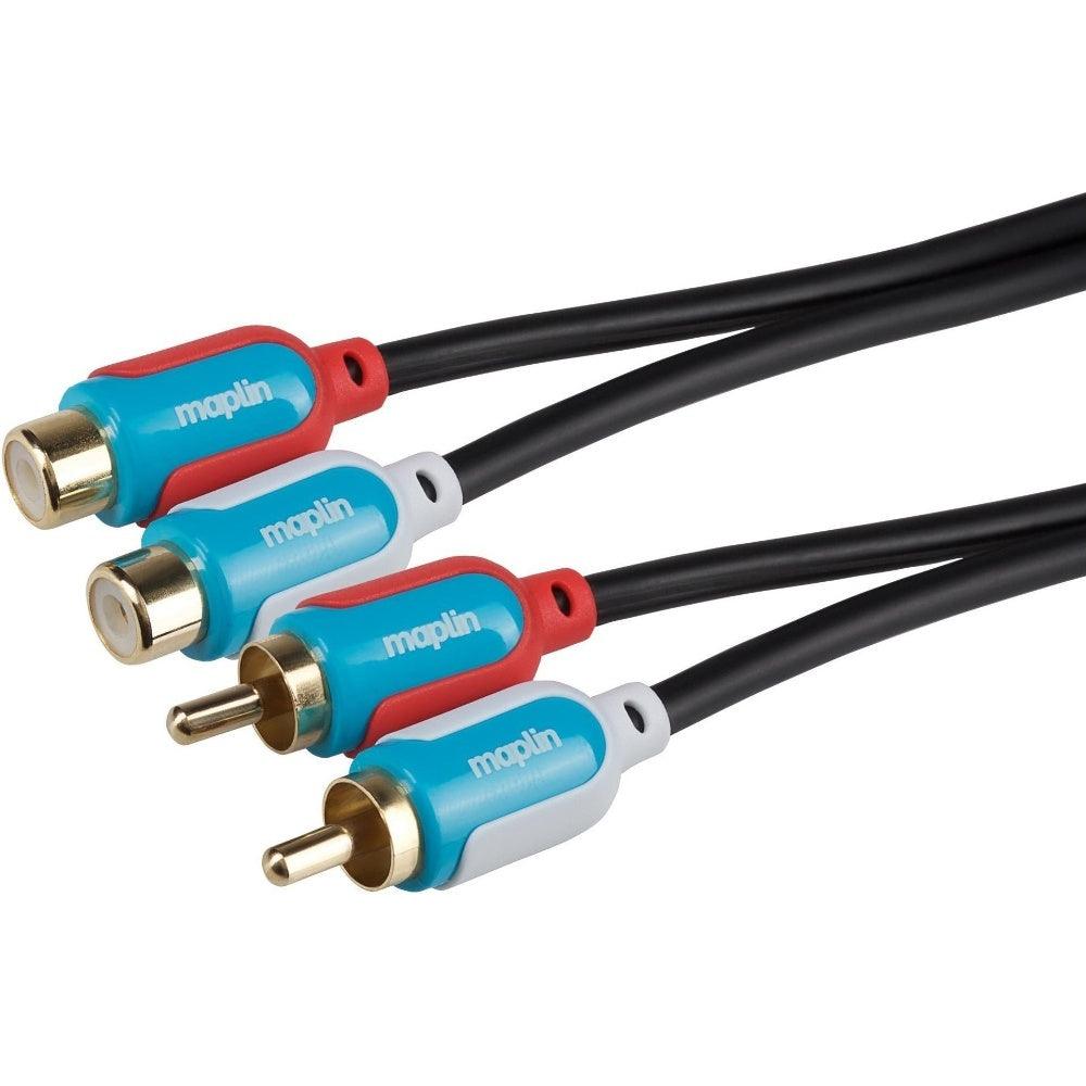 Maplin Twin RCA Phono Male to Twin RCA Phono Female Extension Cable 3m