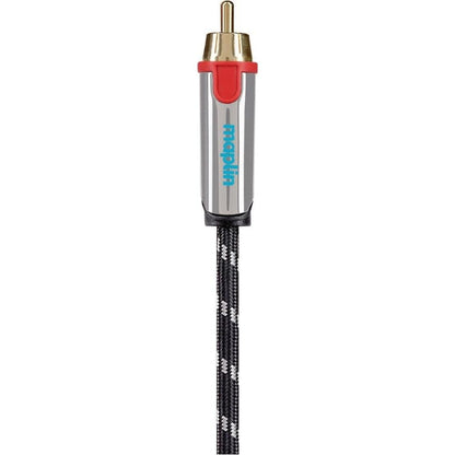 Maplin Pro 3.5mm Aux Stereo 3 Pole TRS Jack Plug to Twin RCA Phono Braided Cable - Black 5m