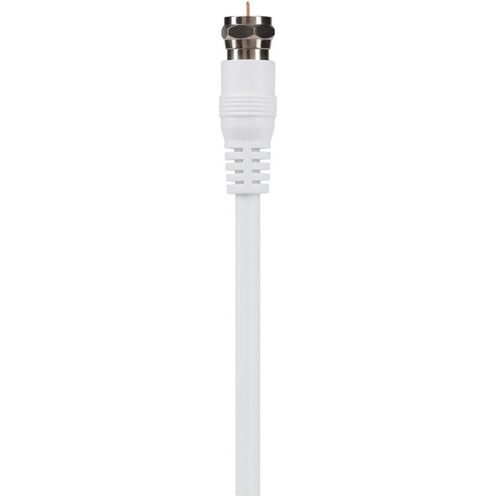 Maplin F Type Male to RF Male Connector TV Satellite Aerial Coaxial Cable - White - 5m