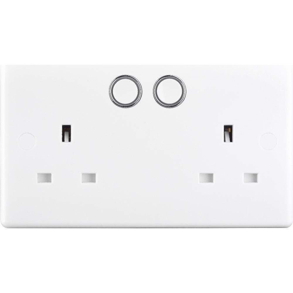 British General Slim Nexus Double Switched 13A Power Socket + Smart Home Control - White