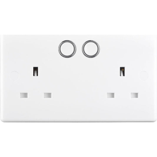 British General Slim Nexus Double Switched 13A Power Socket + Smart Home Control - White